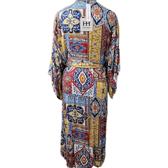 Haute Hippie Colorful Patterned Kimono Robe-Size Small - Picture 10 of 13